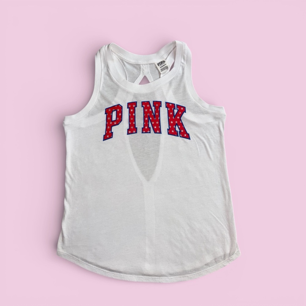 White Kids Tank Top with Pink Graphic